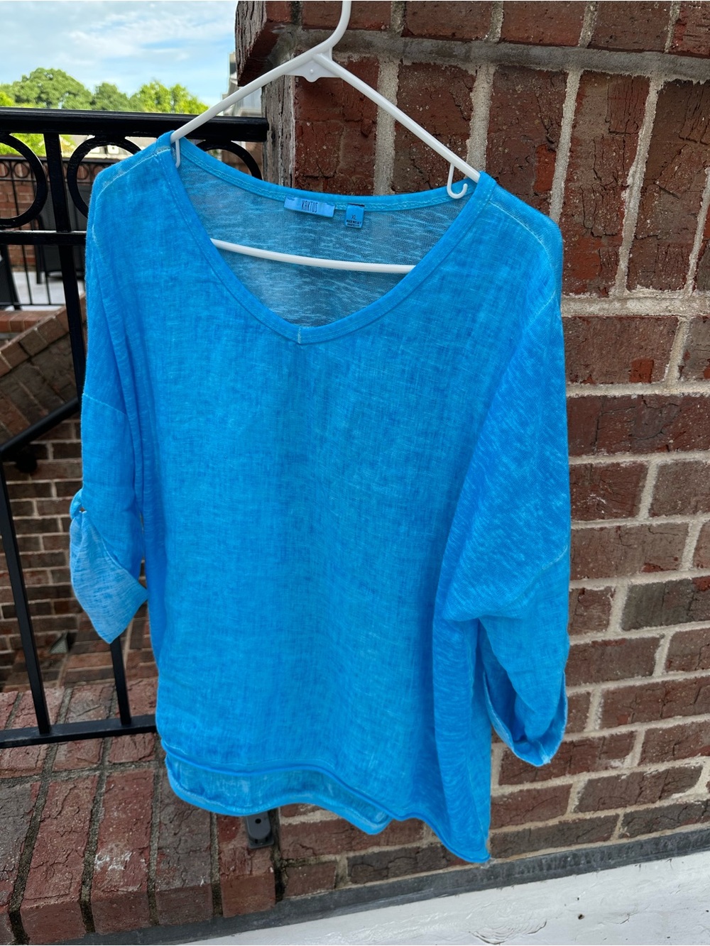 Kaktus Turquoise V-Neck Tunic Top